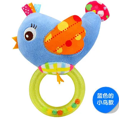 0-3 Y Baby Rattle hand Bell Toy 5 Style Owl Bird Chicken Animals Plush Happy Monkey Gift WJ290