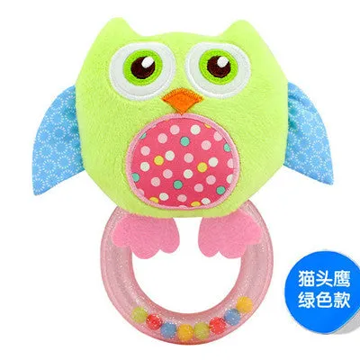 0-3 Y Baby Rattle hand Bell Toy 5 Style Owl Bird Chicken Animals Plush Happy Monkey Gift WJ290