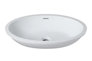 23"x16"POLYSTONE  UNDERMOUNT OVAL SINK IN MATTE WHITE FINISH-NO FAUCET