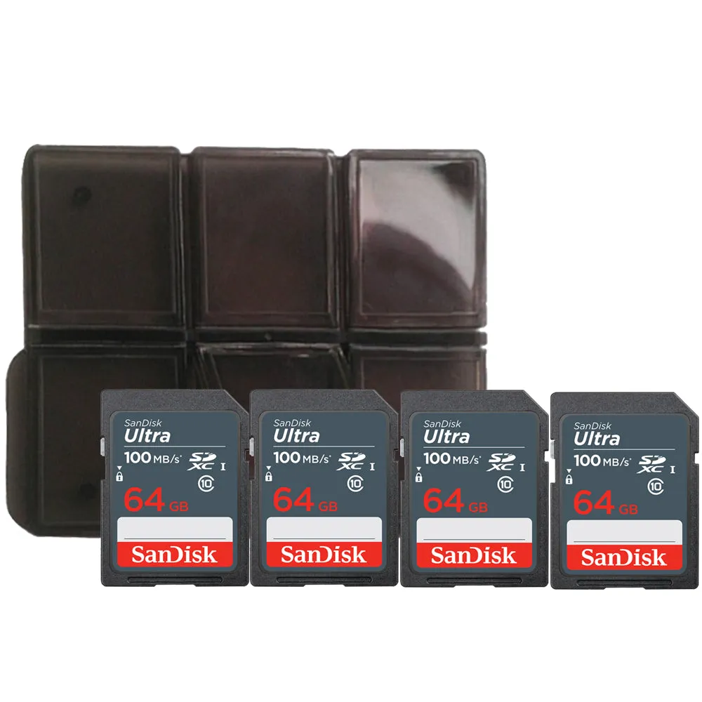 4x SanDisk 64GB Ultra SDXC UHS-I Memory Card   Memory Card Holder