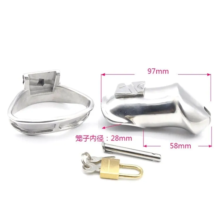 6811M      Dick Steele Long High Security Chastity Cock Cage with Medium Cock Cuff