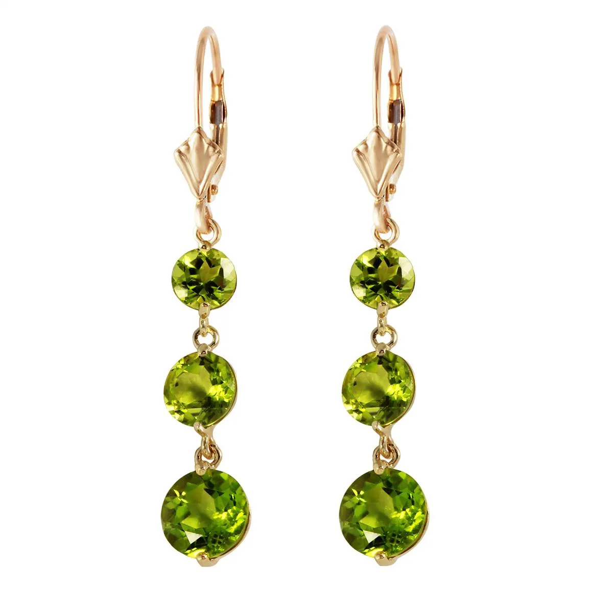 7.2 Carat 14K Solid Yellow Gold Rainfall Peridot Earrings