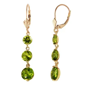 7.2 Carat 14K Solid Yellow Gold Rainfall Peridot Earrings