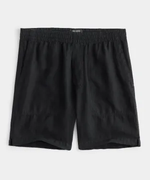 7" Italian Linen Beach Short in Pitch Black