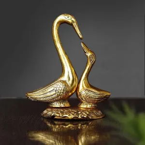 A&S Ventures Lucky Kissing Duck Swan Pair Showpiece for Home Decor | Living Room Metal Gift Item for Living Room Decorative Showpiece Office Desk Table