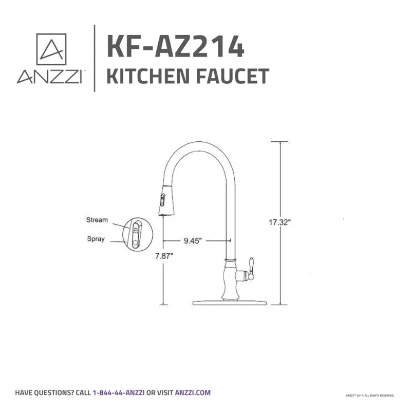 ANZZI Rodeo Single-Handle Pull-Out Sprayer Kitchen Faucet