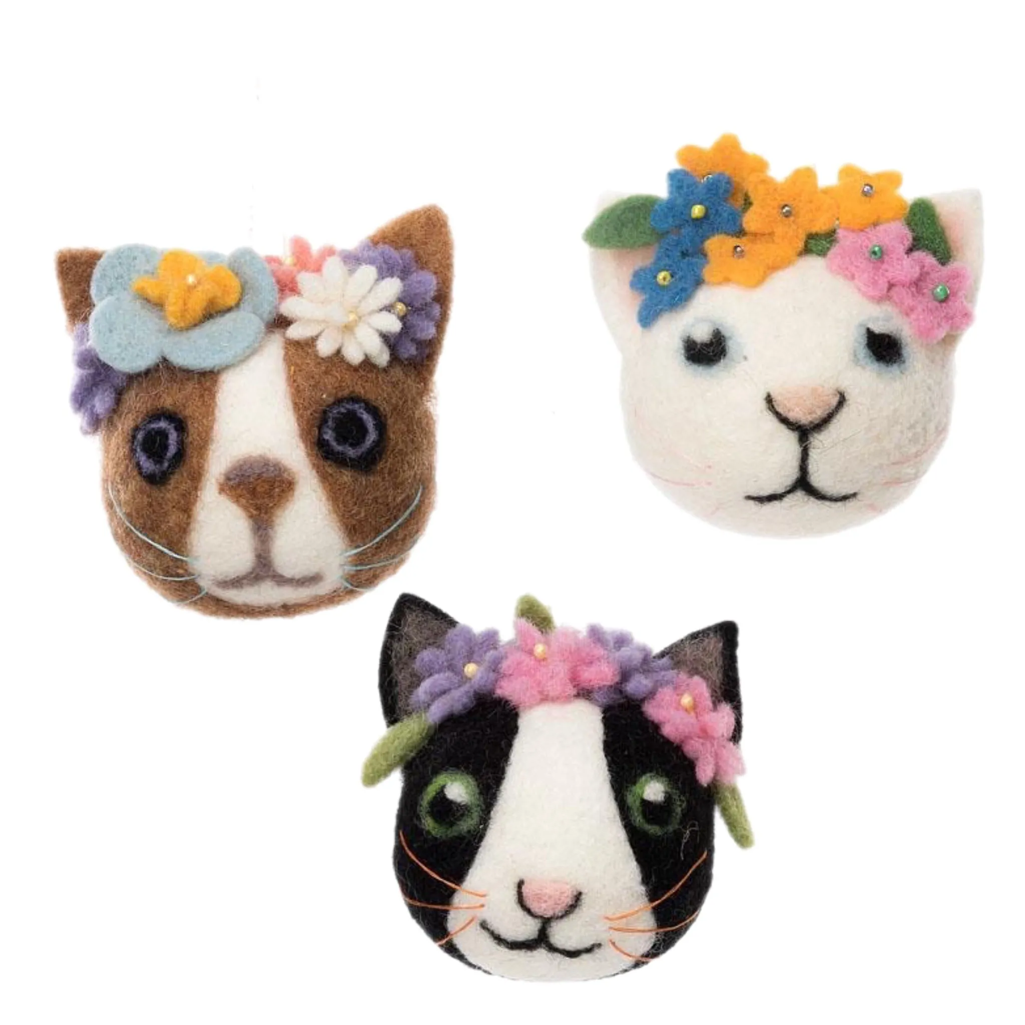 Assorted Cat Face Ornament, INDIVIDUALLY SOLD