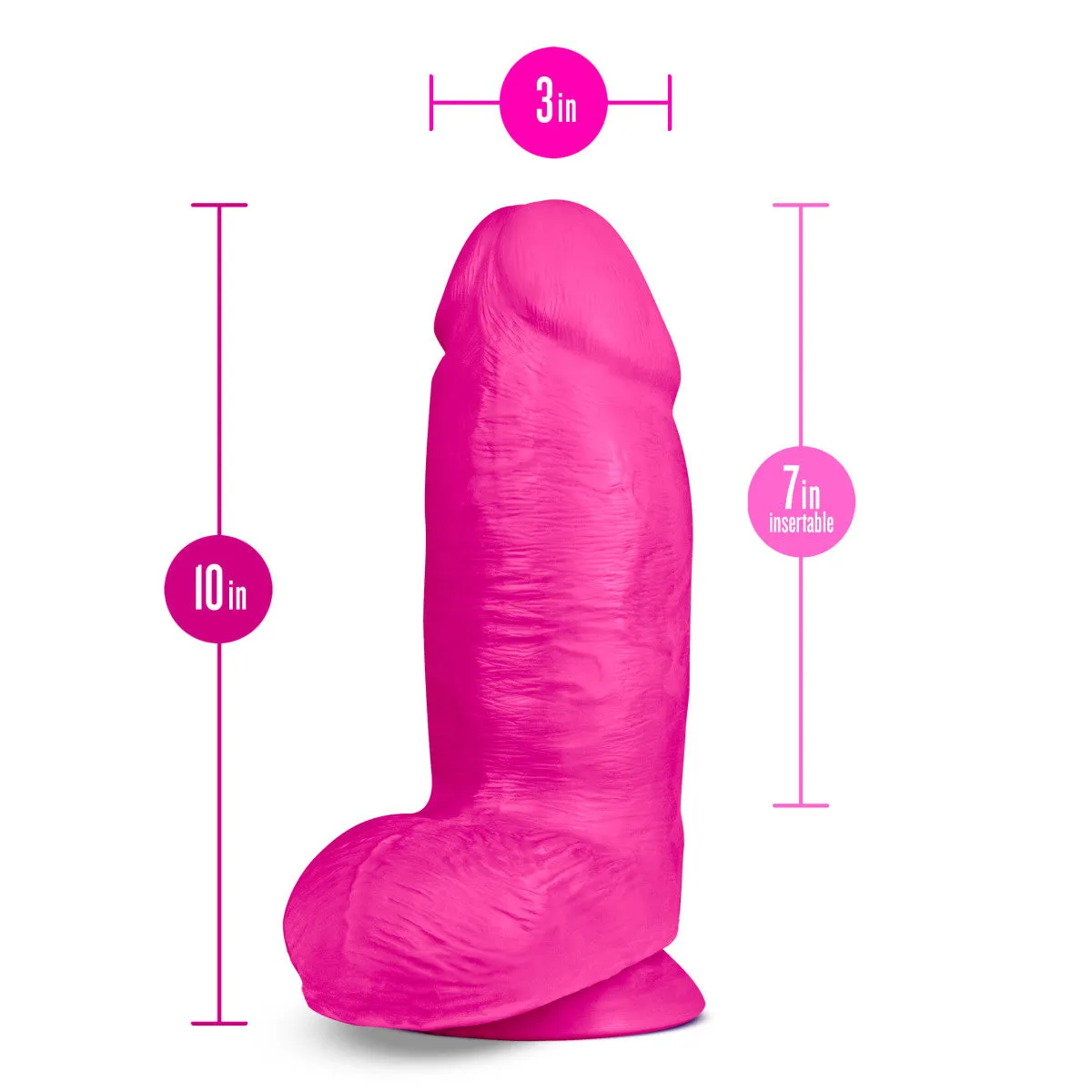 Au Naturel Bold By Blush® | Chub Realistic Pink 10-Inch Long Dildo With Balls & Suction Cup Base