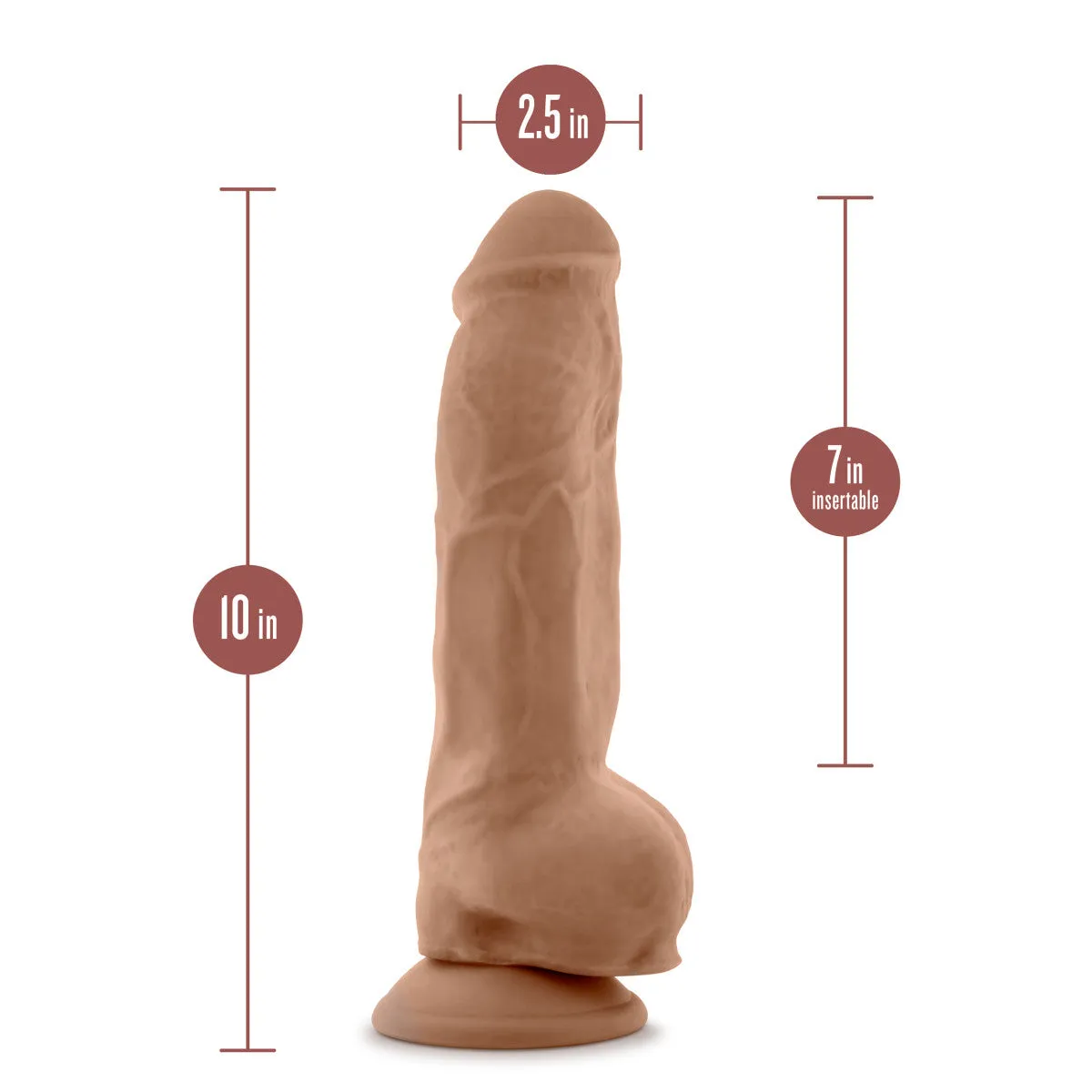 Au Naturel By Blush® | Big Boy Realistic Mocha 10-Inch Long Dildo With Balls & Suction Cup Base