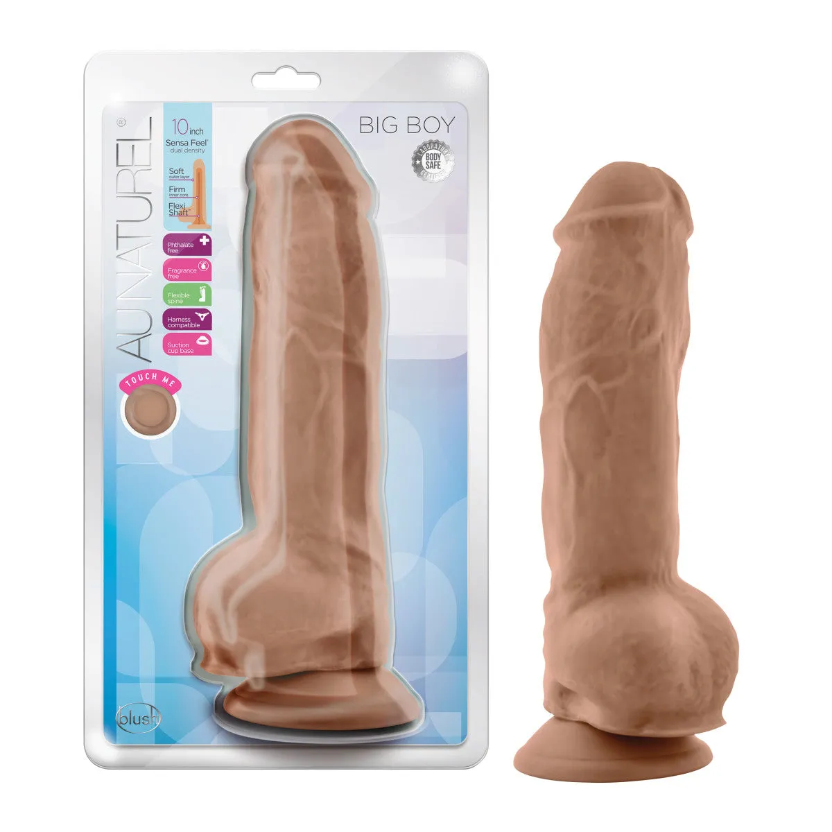 Au Naturel By Blush® | Big Boy Realistic Mocha 10-Inch Long Dildo With Balls & Suction Cup Base