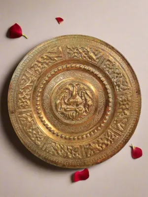 Beautiful Vintage Laxmi ji Embossed Brass Plate