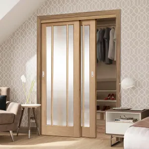 Bespoke Worcester Oak 3 Pane Glazed 2 Door Maximal Wardrobe and Frame Kit