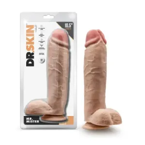 Blush Dr. Skin Mr. Mister 10.5 in. Dildo with Balls Beige