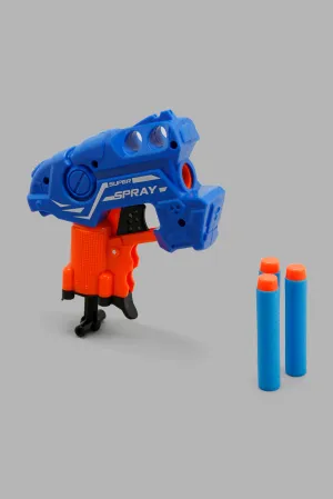 Boys Blue And Orange Gun With Soft Bullets (4 Piece)