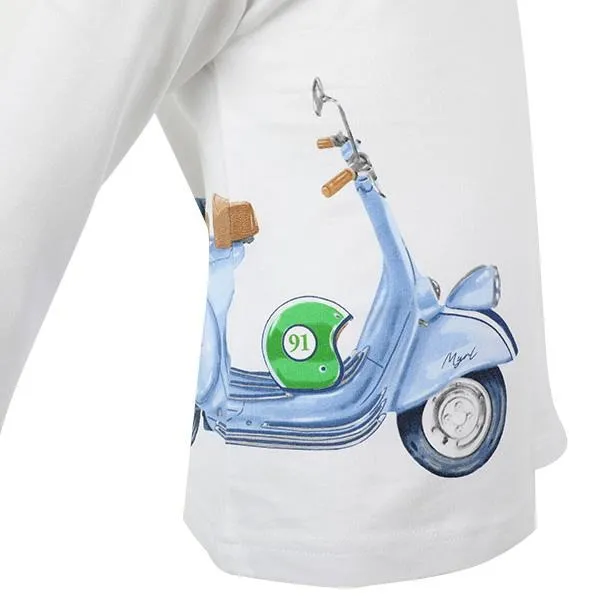 BOYS LONG SLEEVE T-SHIRT WITH VESPA GRAPHIC PRINT - WHITE