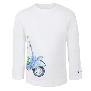 BOYS LONG SLEEVE T-SHIRT WITH VESPA GRAPHIC PRINT - WHITE