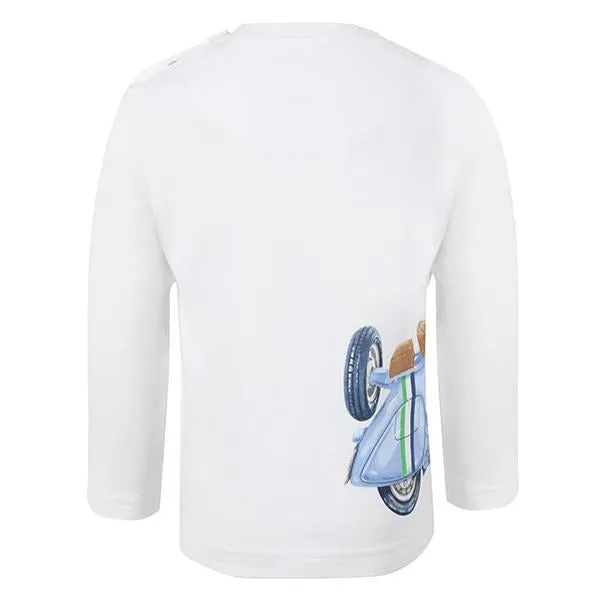 BOYS LONG SLEEVE T-SHIRT WITH VESPA GRAPHIC PRINT - WHITE