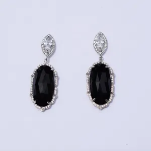 Camille Black Drop Silver Earring