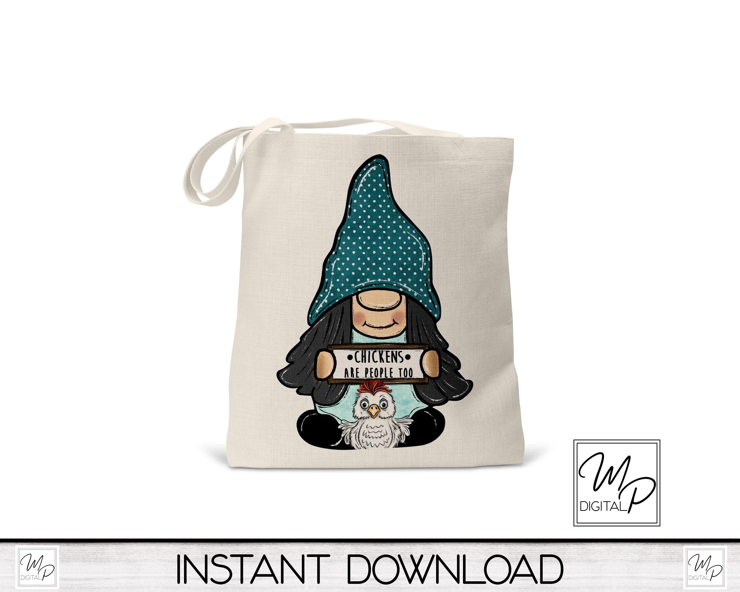 Chicken Girl Gnome PNG Sublimation Digital Design Download