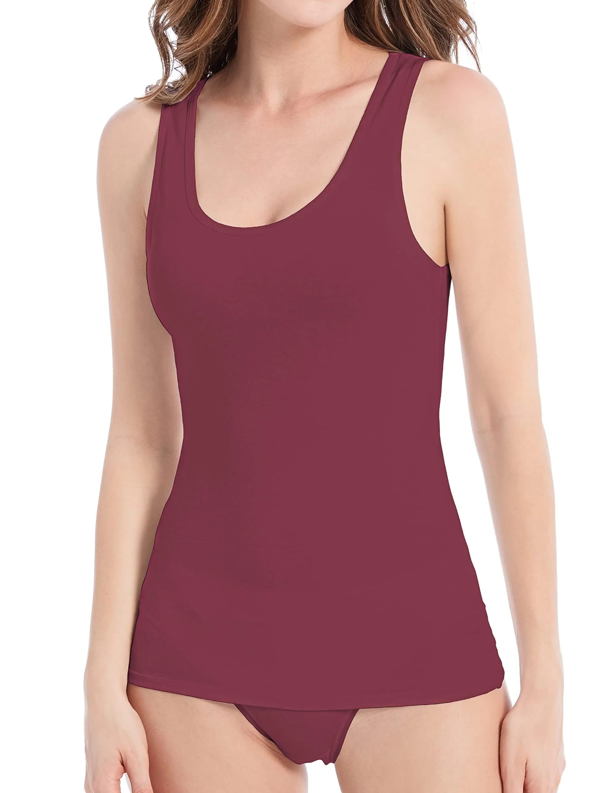 Comfneat Women's 4-Pack Slim-Fit Basic Tanks Cotton Casual Comfy Top