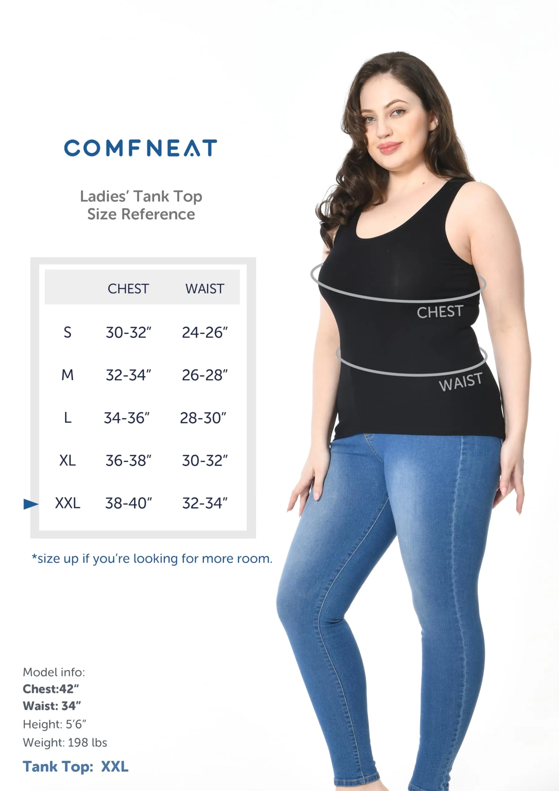 Comfneat Women's 4-Pack Slim-Fit Basic Tanks Cotton Casual Comfy Top