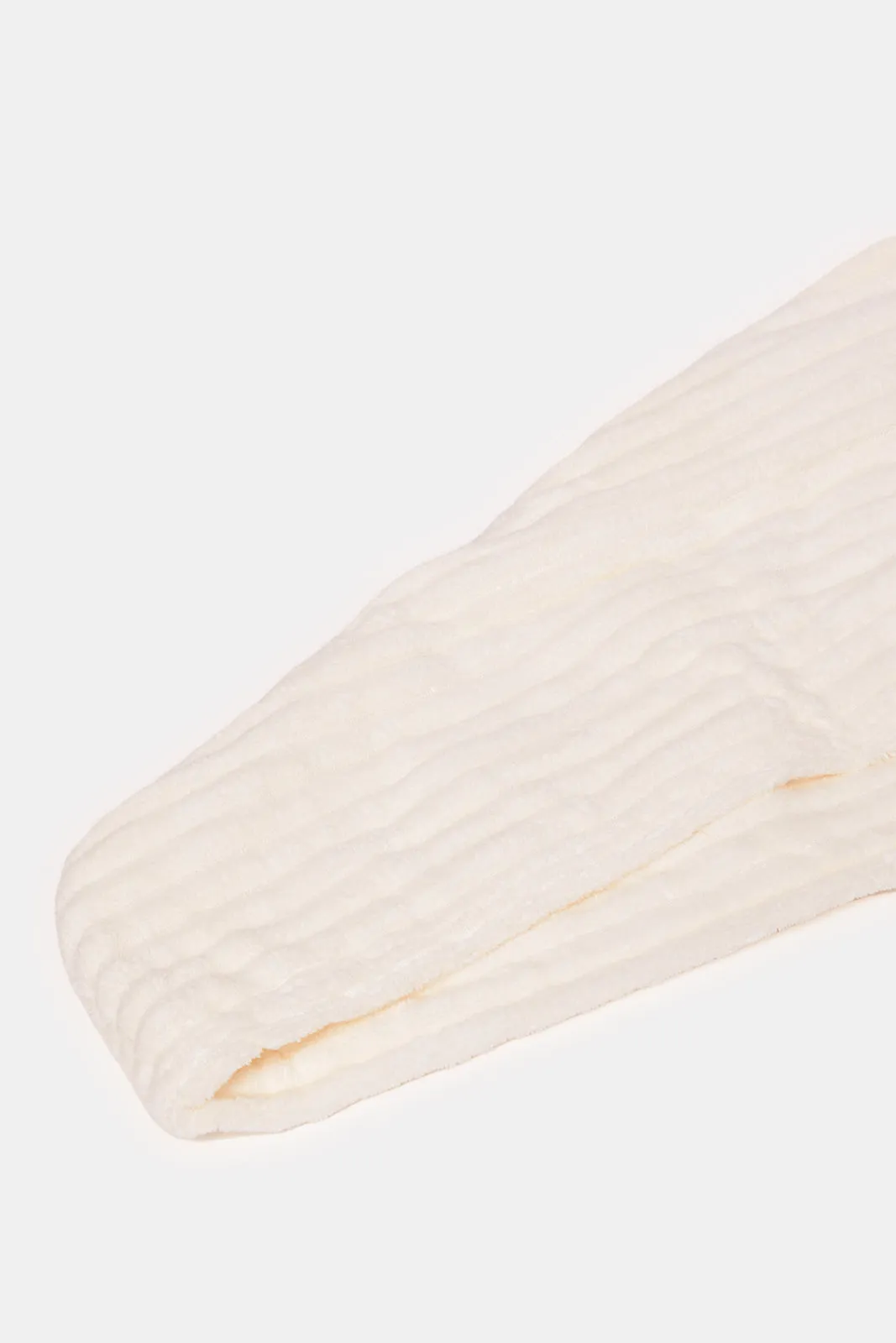 Cream Ribbed Ultra Soft Hair Wrap (Double Layer)