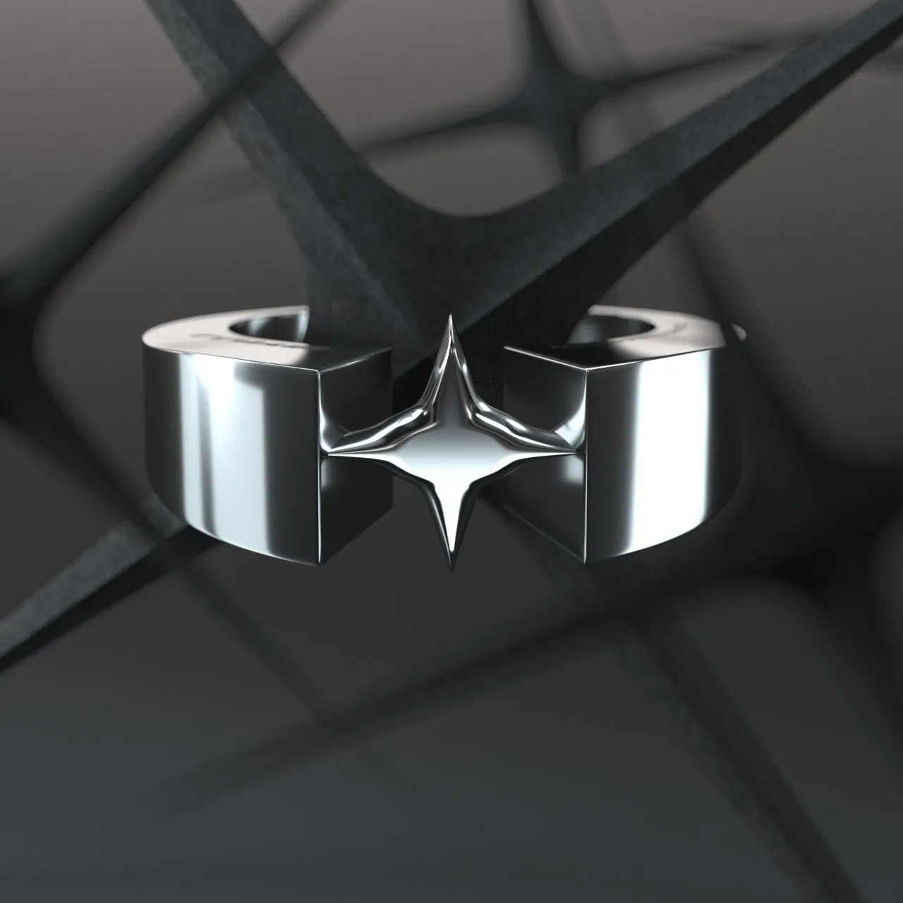 CROSS STAR SHAPED STAR TRAIL ring