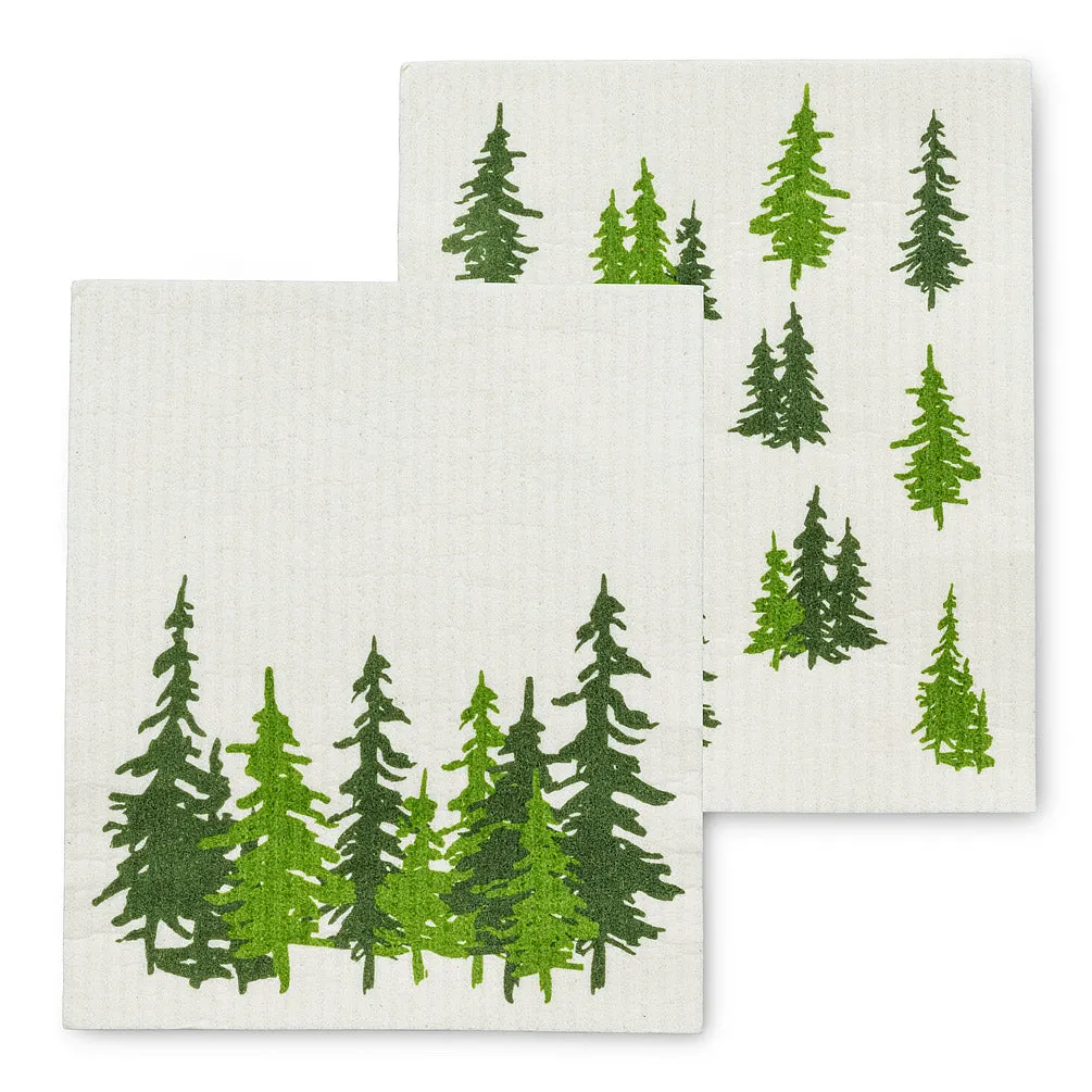 Dish Cloths-Trees Green