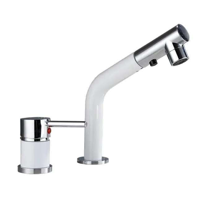 Double Hole Pull Out Deck-Mount Mixer Tap Single Handle Design Faucet