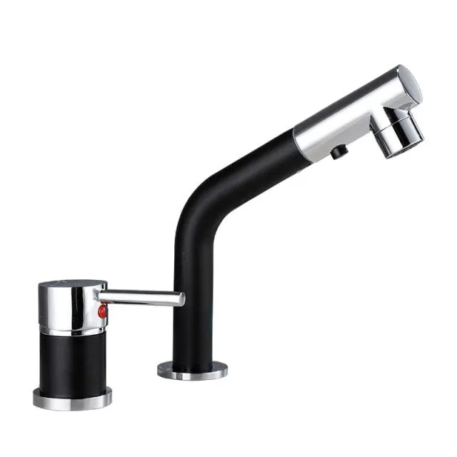 Double Hole Pull Out Deck-Mount Mixer Tap Single Handle Design Faucet