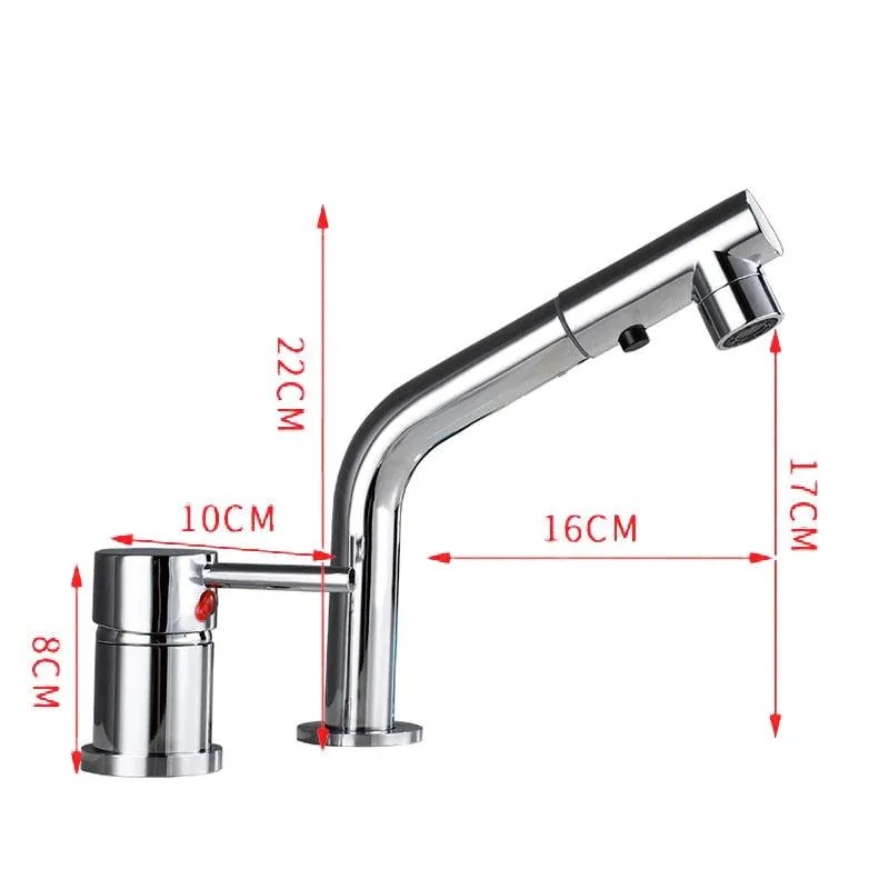 Double Hole Pull Out Deck-Mount Mixer Tap Single Handle Design Faucet