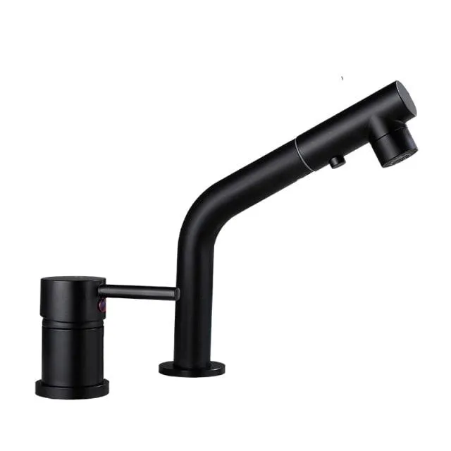 Double Hole Pull Out Deck-Mount Mixer Tap Single Handle Design Faucet