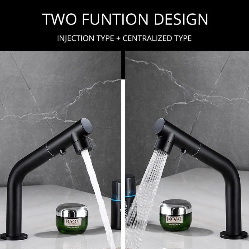 Double Hole Pull Out Deck-Mount Mixer Tap Single Handle Design Faucet