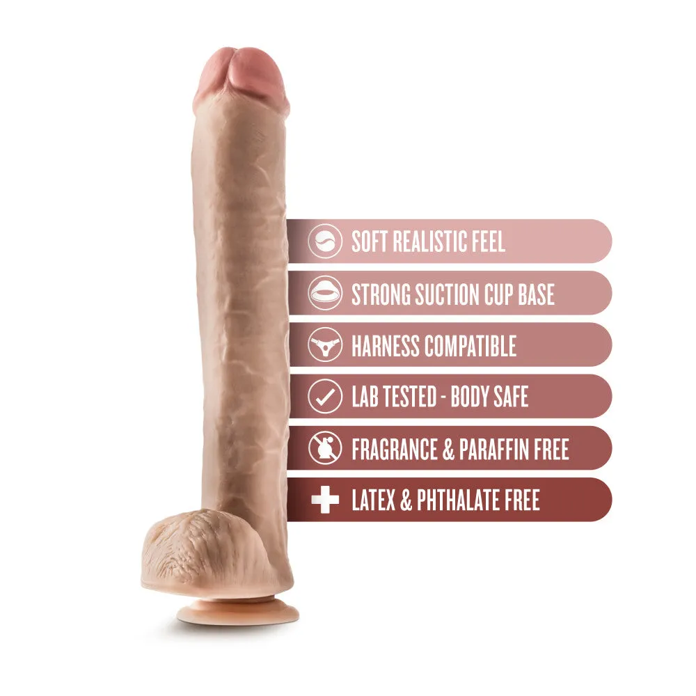 Dr. Skin By Blush® | Dr. Michael 14 Inch Long Dildo with Suction Cup & Balls Beige