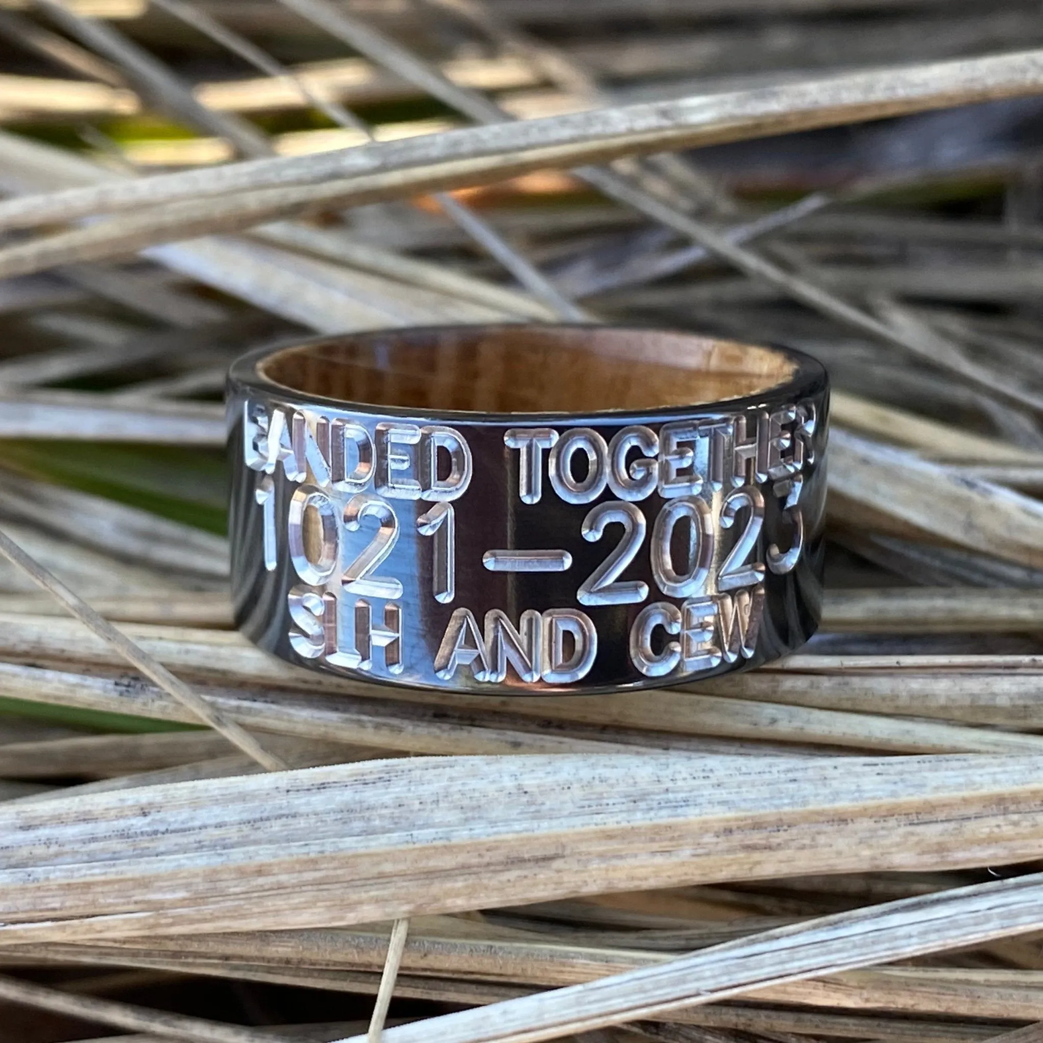 Duck Band Black Wedding Bands USA Made Personalize Whiskey Barrel Rings USA Made