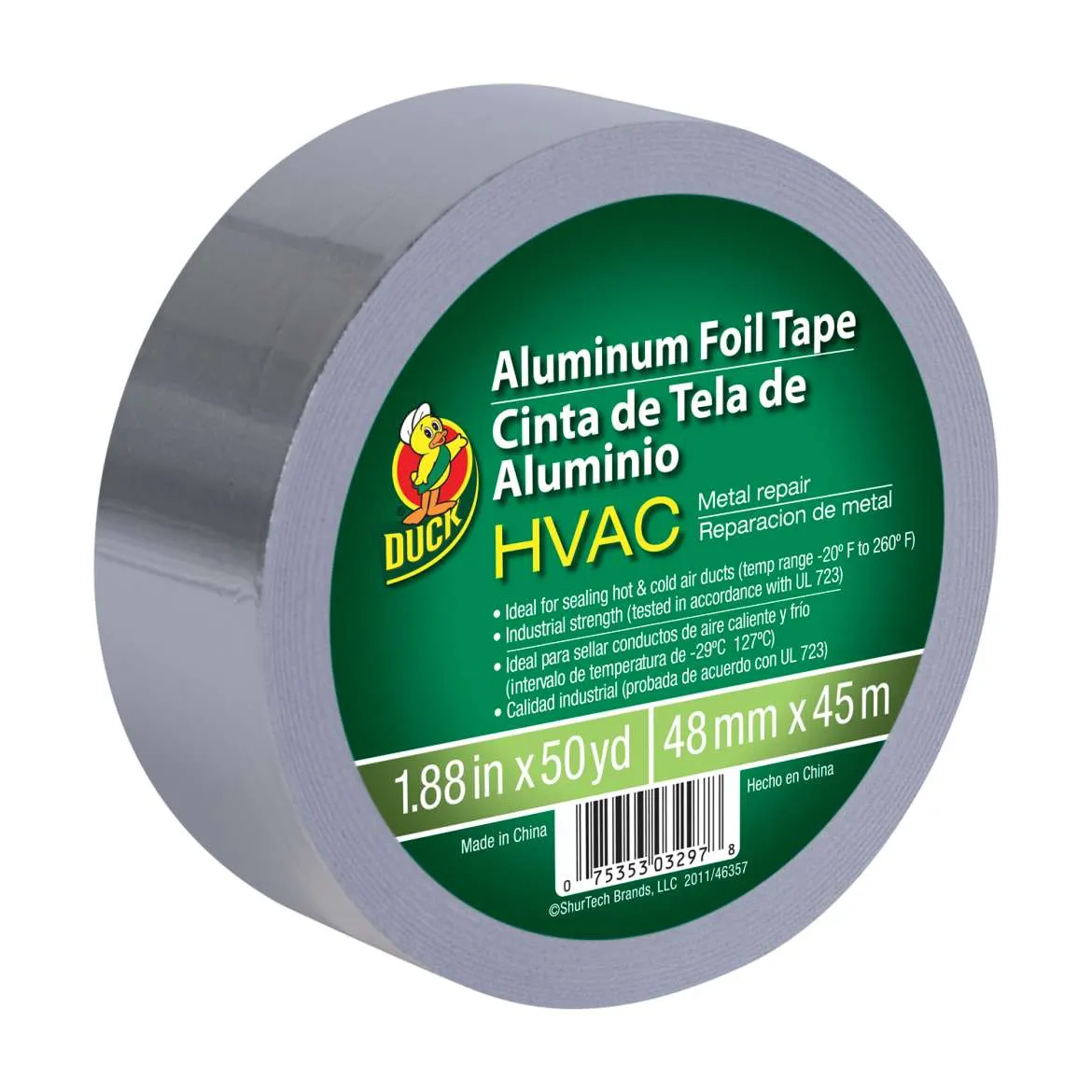 Duck® Brand HVAC Metal Repair Aluminum Foil Tape - Silver, 1.88 in. x 50 yd. (1.88" x 50 yard, Silver)