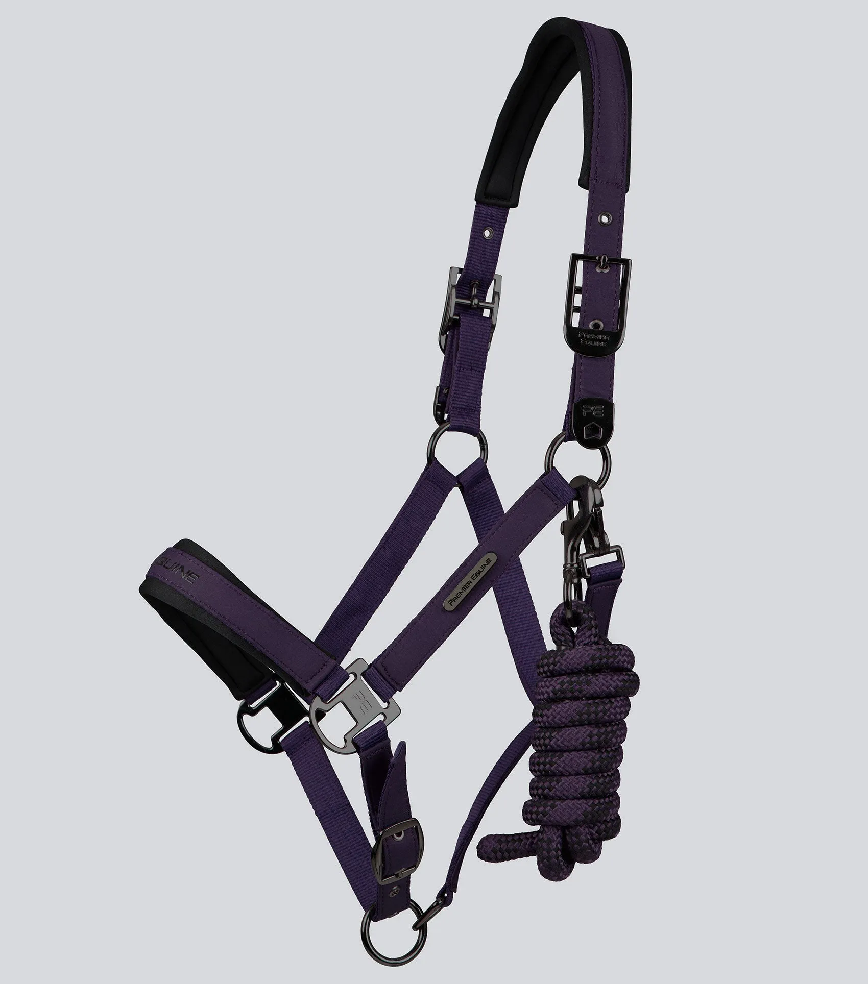 Duco Padded Head Collar with Lead Rope Grape