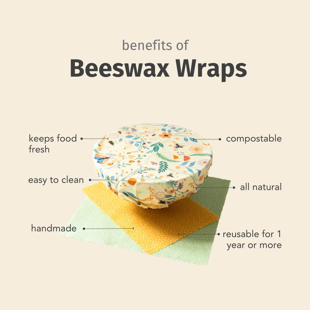 Earth Tones Pair: Set of 3 Beeswax Food Wraps   Dishcloth