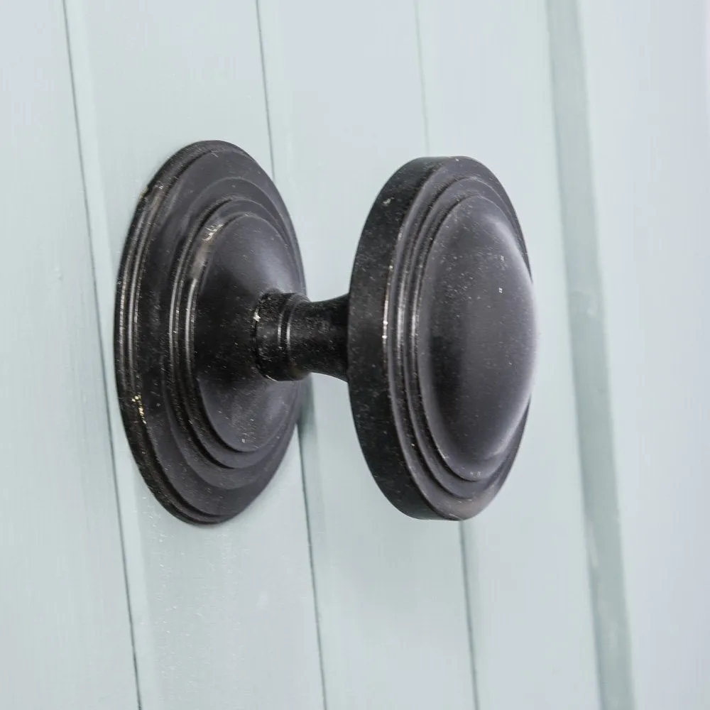 Exterior Black Beeswax Round Art Deco Door Pull