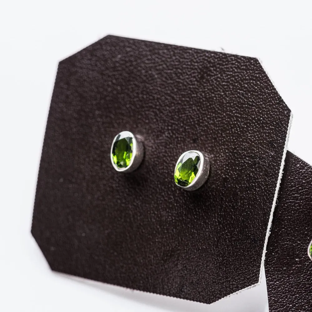 Green Tourmaline Petite Oval Stud Earrings