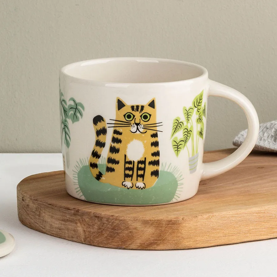 Handmade Ceramic Cat Mug x 6