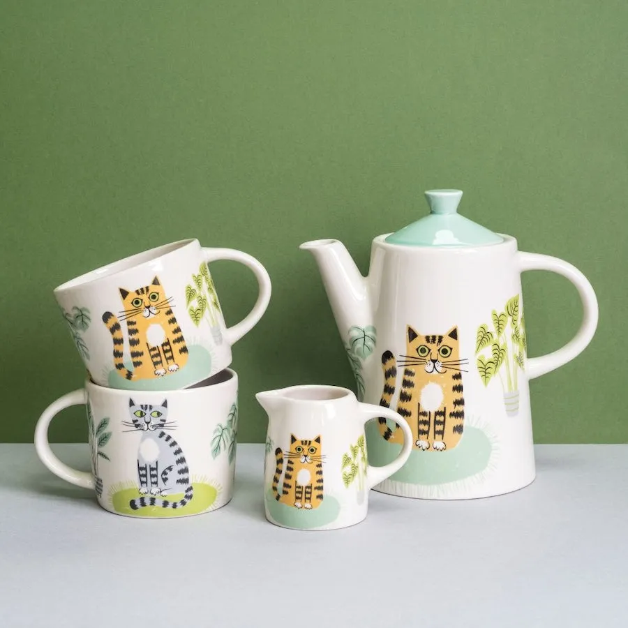 Handmade Ceramic Cat Mug x 6