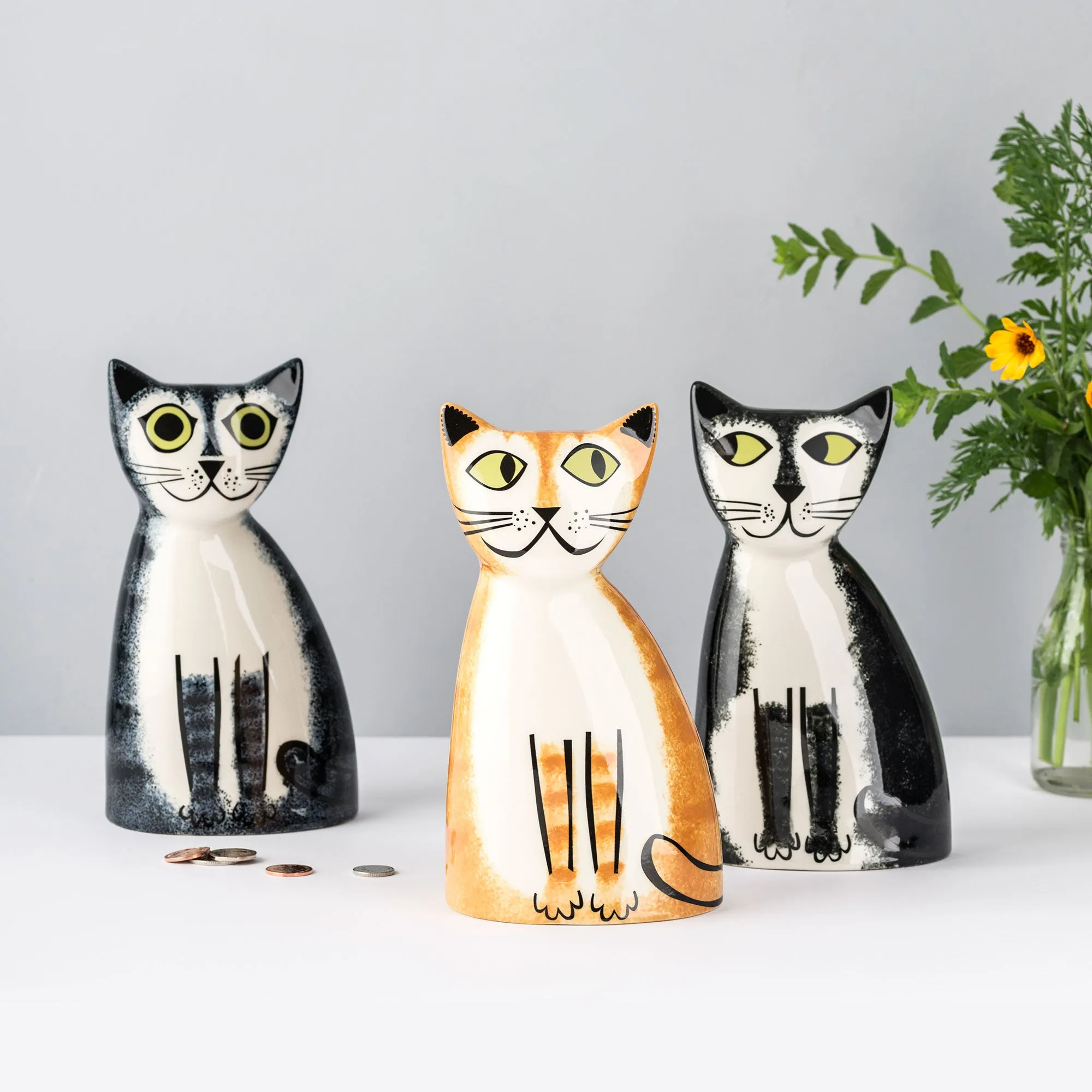 Handmade Ceramic Ginger Cat Money Box x 1