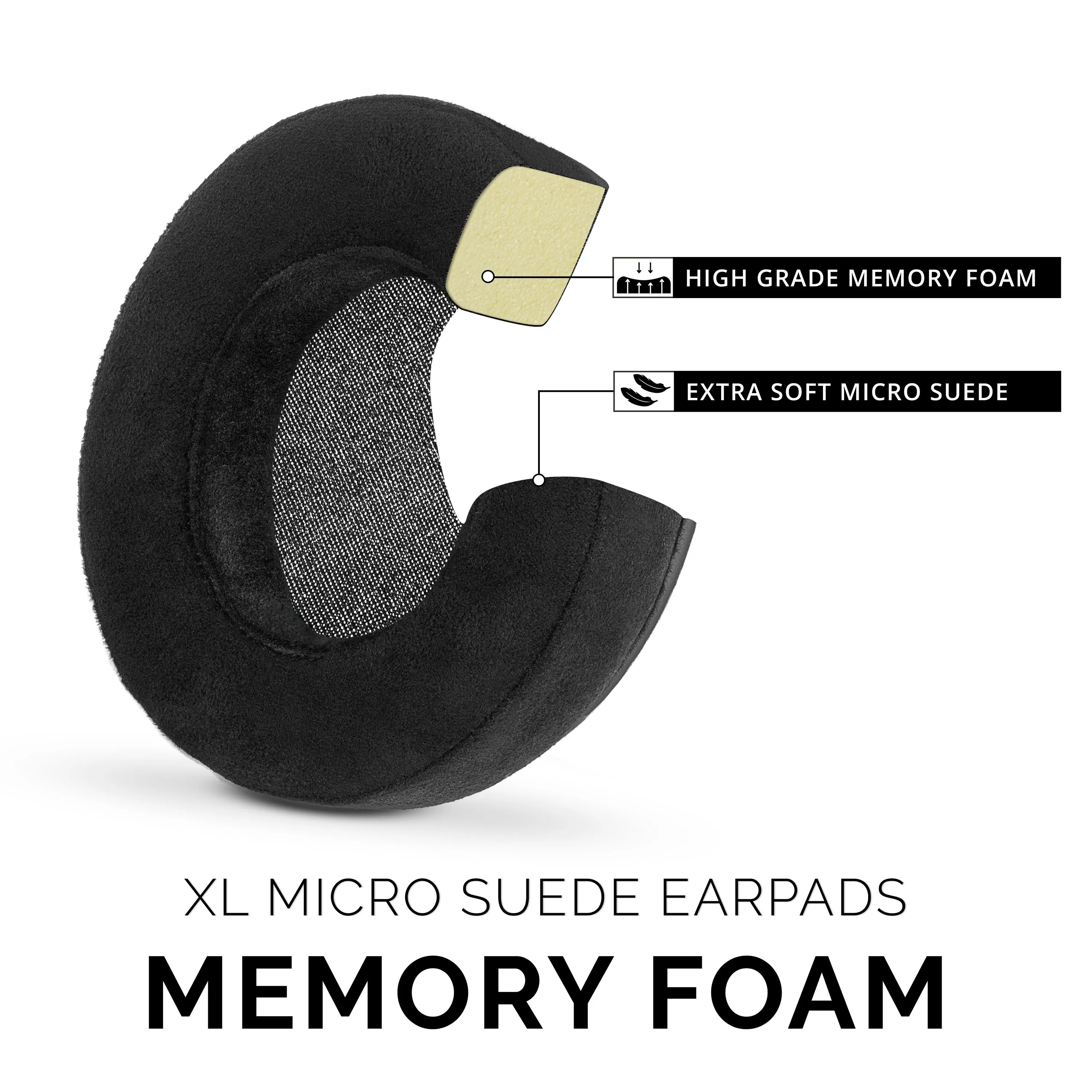 Headphone Memory Foam Earpads - XL Size - Micro Suede