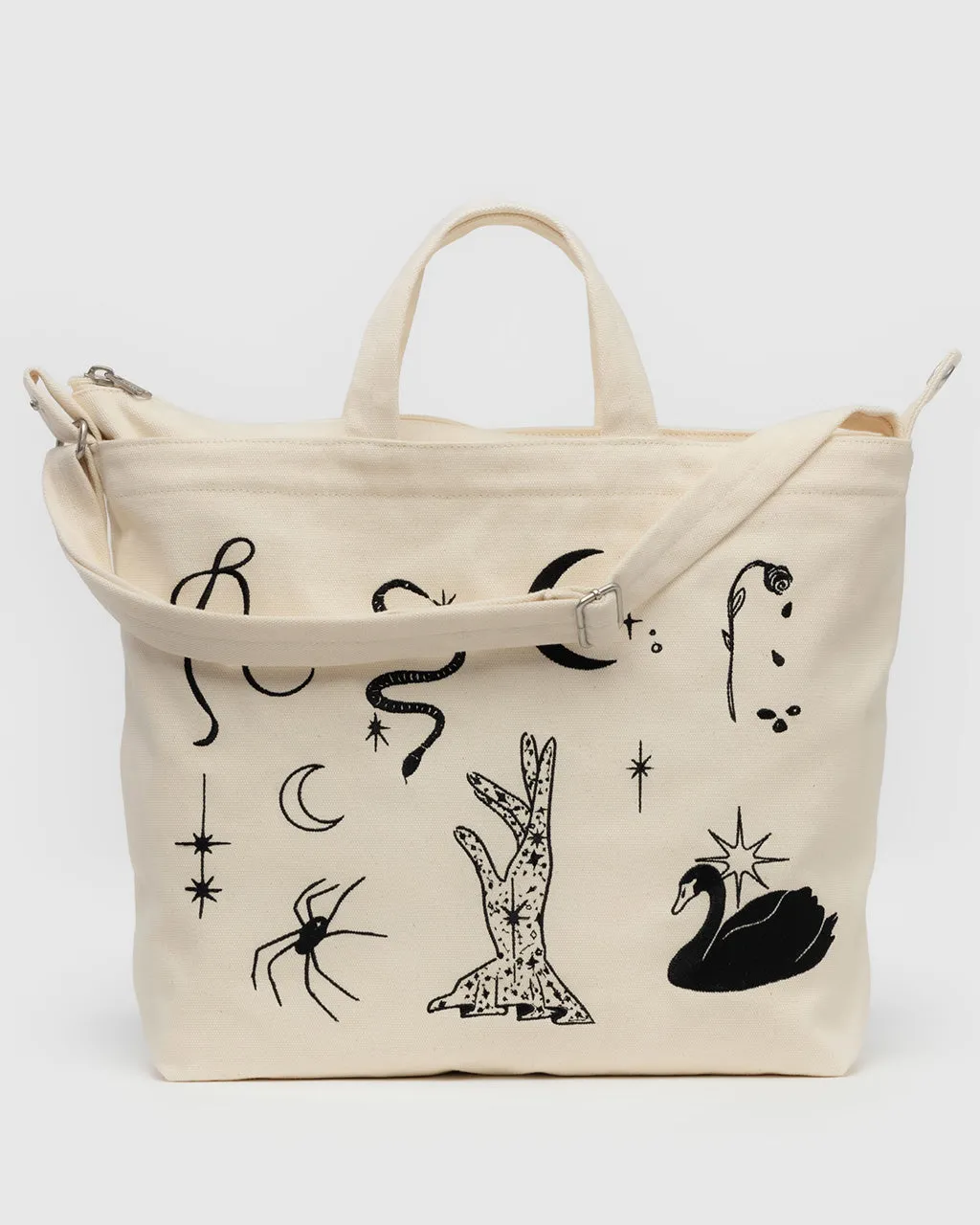 Horizontal Zip Duck Bag - Embroidered Ballet Icons