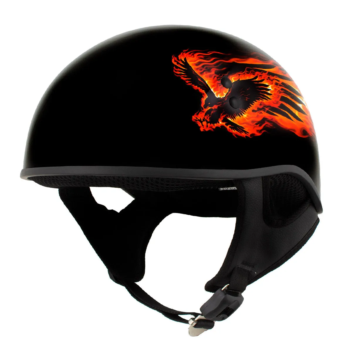 Hot Leathers HLD1006 'Black Out Eagle' Motorcycle DOT Approved Skull