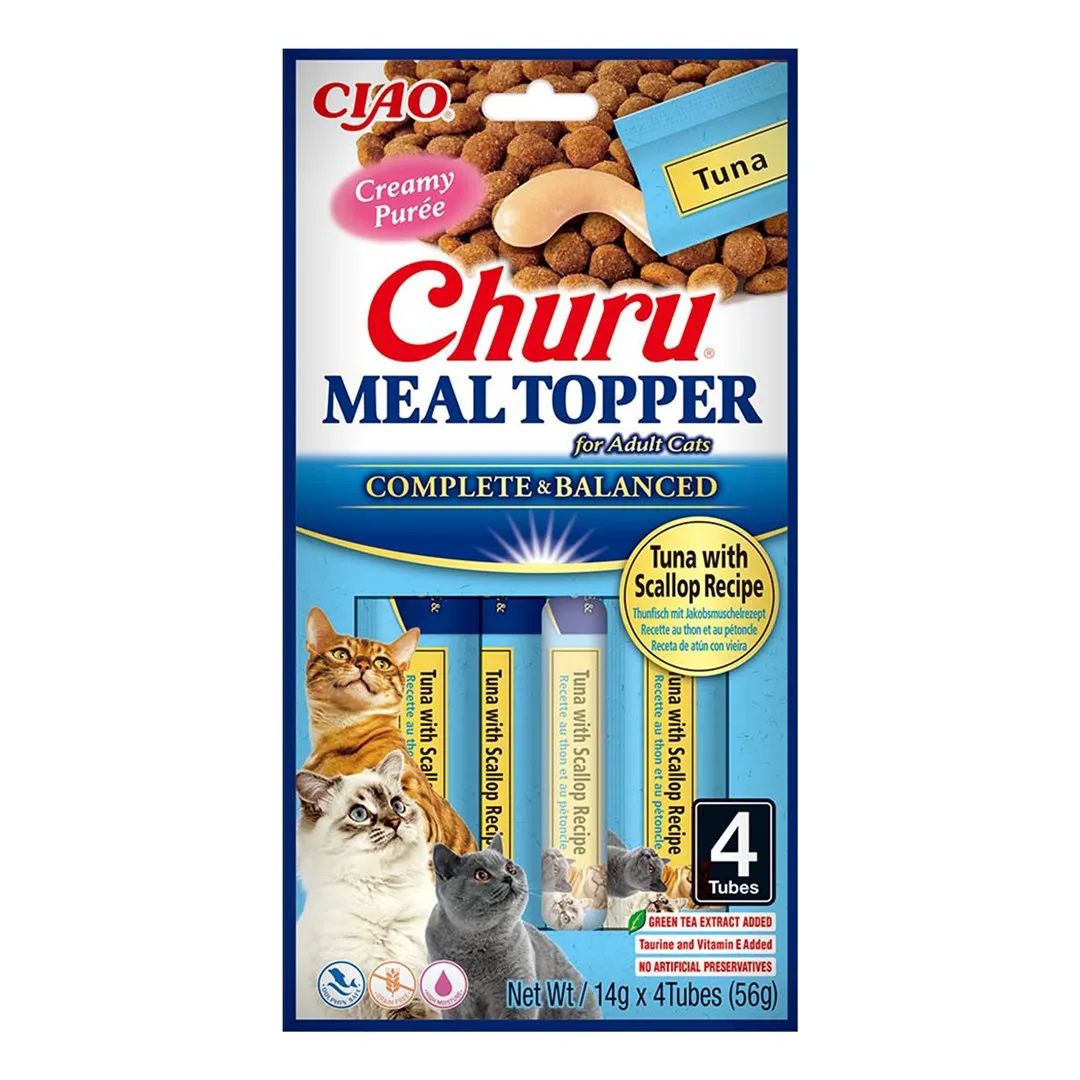 Inaba Churu Meal Topper Tuna With Scallop - Cat Treats - 4 X 14G