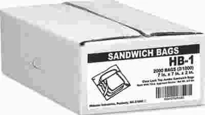 Jumbo Sandwich Bags' Fold Lock' 7 X 7' .7 Mil' Clear' 2000/Carton