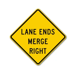 Lane Ends Merge Right Traffic Sign