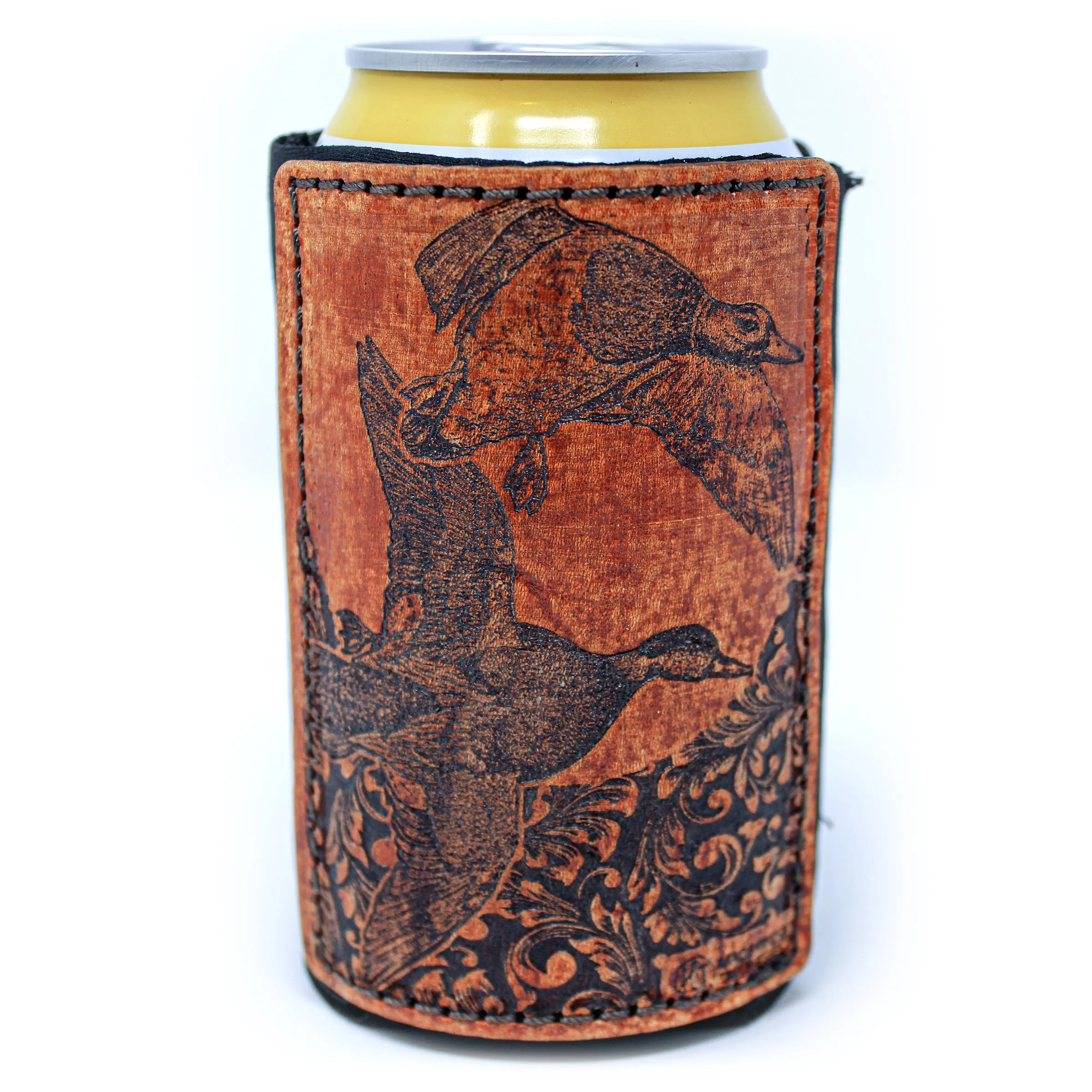 Leather Patch Drink Sleeve - Duck hunt